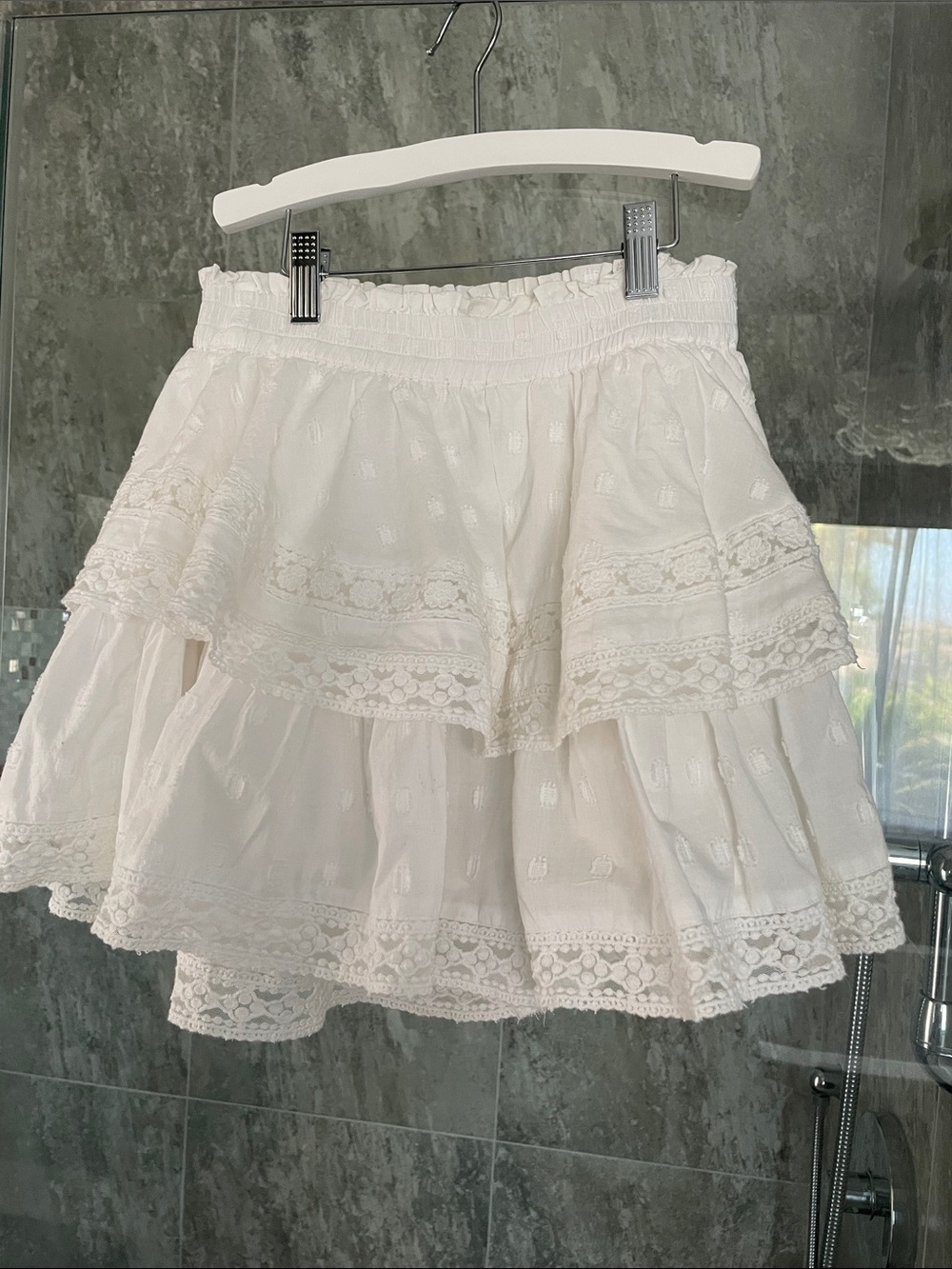 American Eagle White Lace Tiered Cotton Eyelet Skorts Y2L Size Small